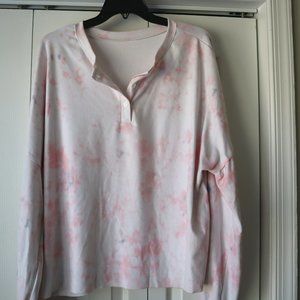 Pink, White and Blue Tie-Dye Oversized Long-Sleeve